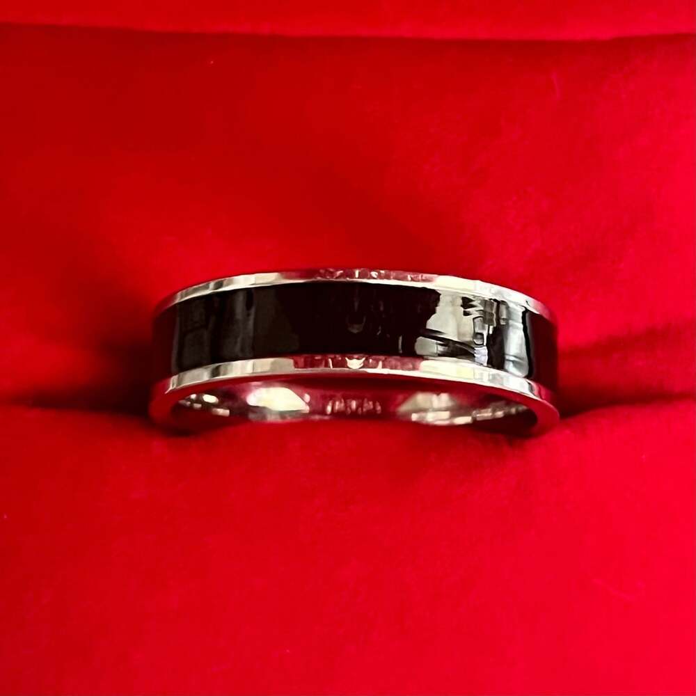 AXL Black Titanium Steel Step Edge 4mm Band Size 11